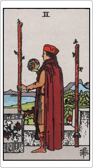 ไพ่สองแห่งไม้เท้า (Two of Wands)