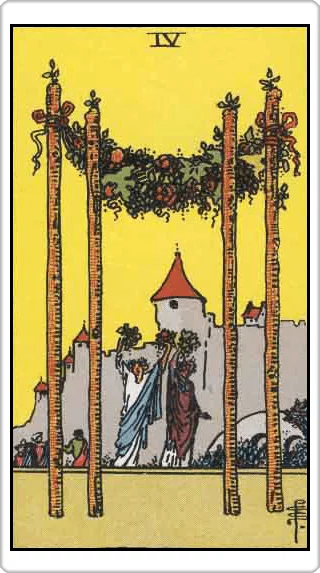 ไพ่สี่แห่งไม้เท้า (Four of Wands)