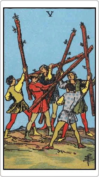 ไพ่ห้าแห่งไม้เท้า (Five of Wands)