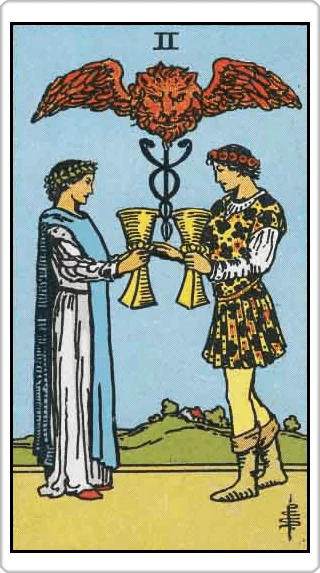 ไพ่สองแห่งถ้วย (Two of Cups)