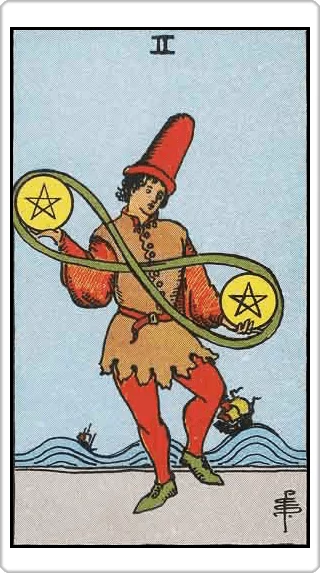 ไพ่สองแห่งเหรียญ (Two of Pentacles)