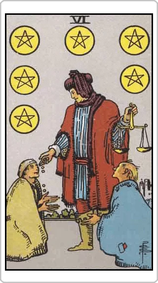 ไพ่หกแห่งเหรียญ (Six of Pentacles)