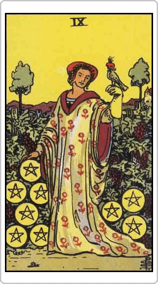 ไพ่เก้าแห่งเหรียญ (Nine of Pentacles)