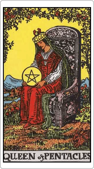 ไพ่ราชินีแห่งเหรียญ (Queen of Pentacles)